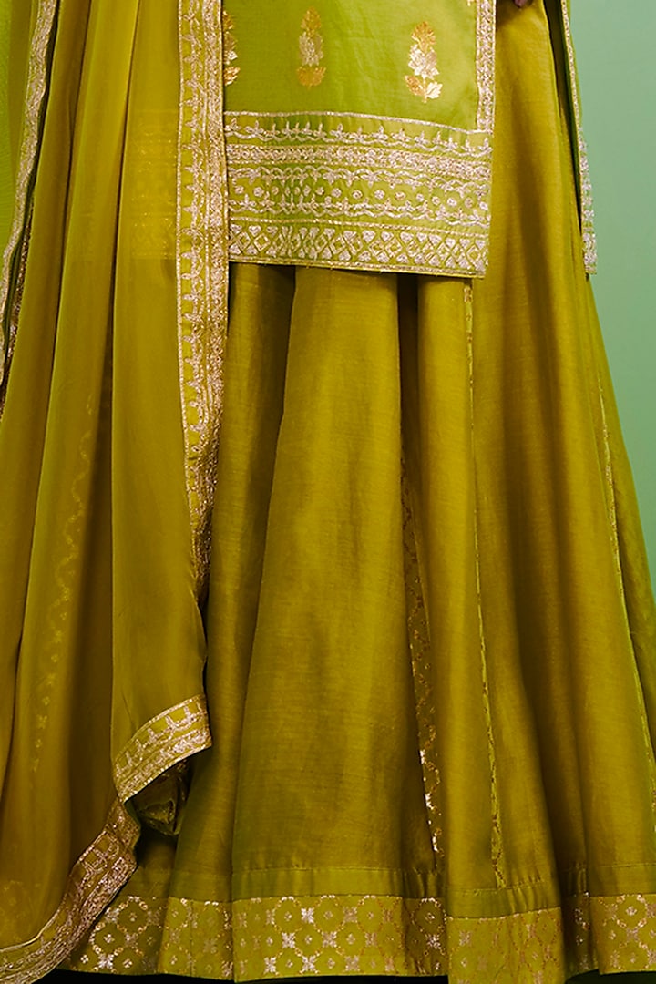 Citrus Green Gota Embroidered Wedding Sharara Set by Shyam Narayan Prasad at Pernia's Pop Up Shop