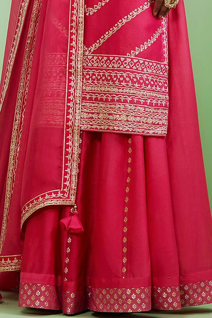 Fuchsia Gota Embroidered Wedding Sharara Set by Shyam Narayan Prasad at Pernia's Pop Up Shop