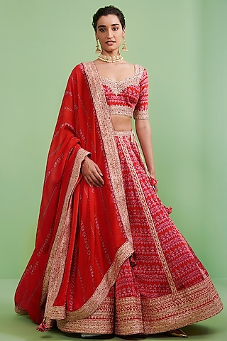 Buy Maroon Satin Lehenga for Women Online from India's Luxury Designers 2023