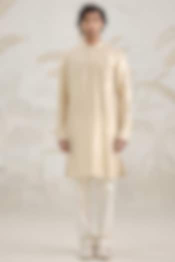 Ivory Banarasi Silk Brocade Kurta Set by Shyam Narayan Prasad Men at Pernia's Pop Up Shop