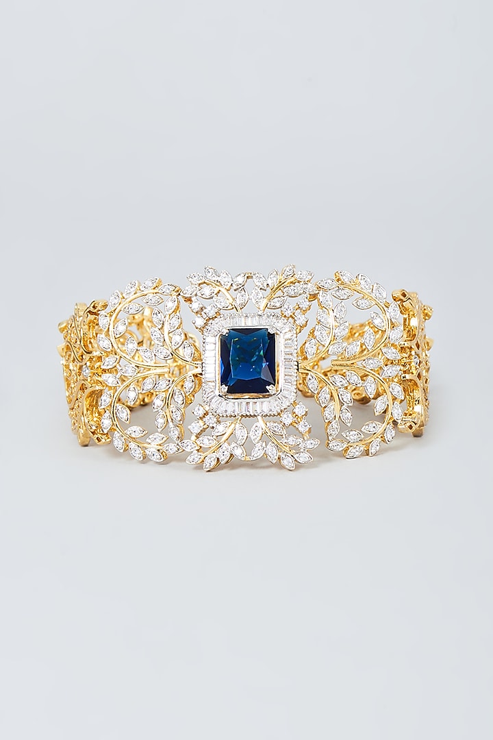 Two Tone Finish Sapphire & Zircon Bracelet in Sterling Silver by Sneha Rateria at Pernia's Pop Up Shop
