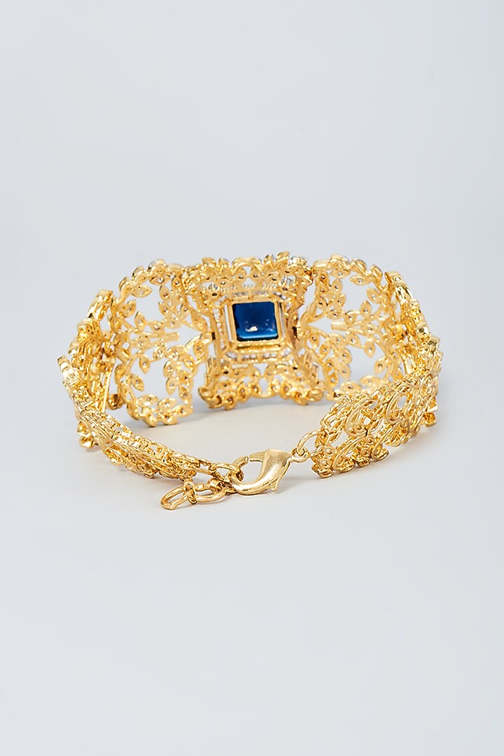 Two Tone Finish Sapphire & Zircon Bracelet in Sterling Silver by Sneha Rateria at Pernia's Pop Up Shop