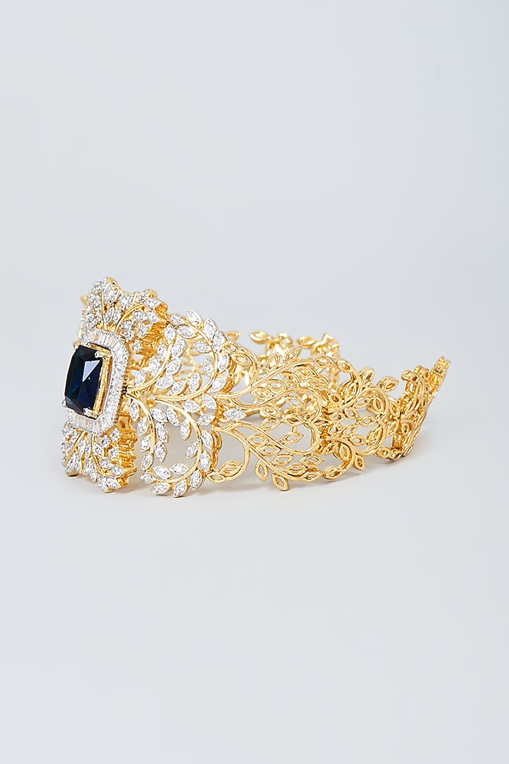 Two Tone Finish Sapphire & Zircon Bracelet in Sterling Silver by Sneha Rateria at Pernia's Pop Up Shop