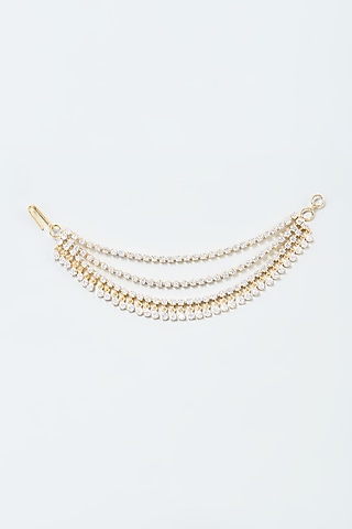 Gold Finish Zircon Ear Chains in Sterling Silver by Sneha Rateria