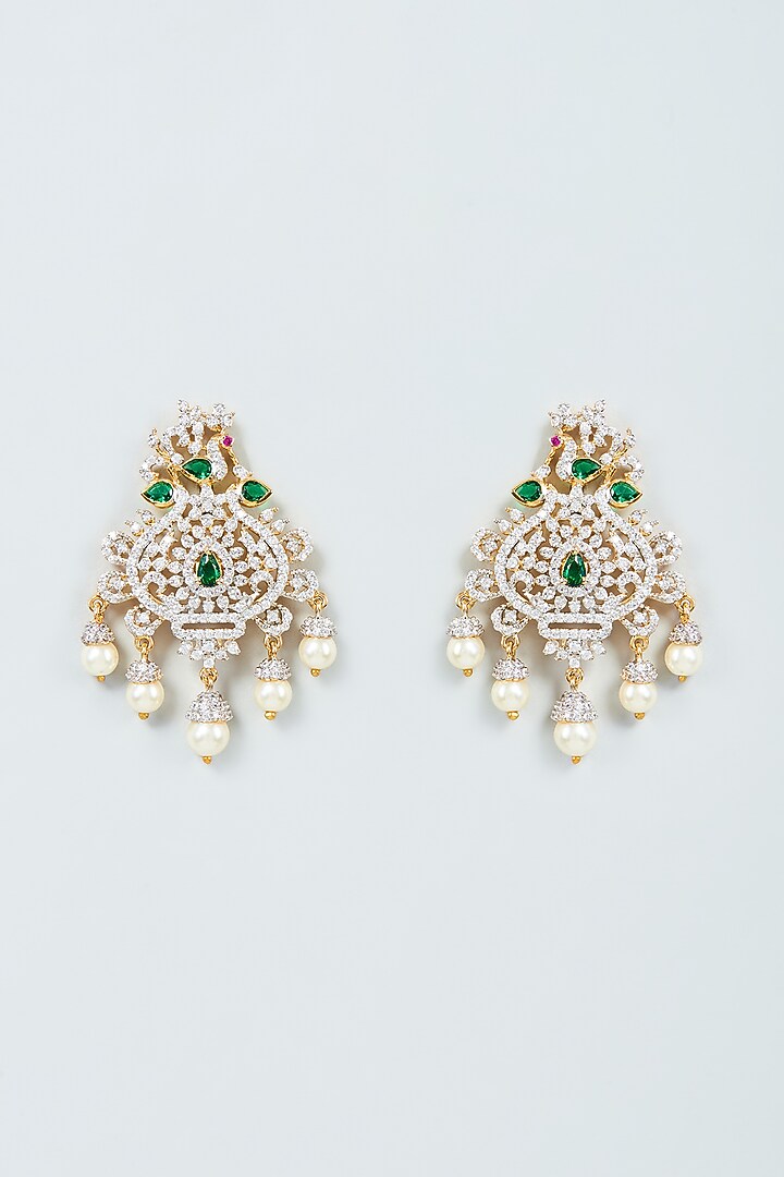 Two Tone Finish Zircon Earrings in Sterling Silver by Sneha Rateria at Pernia's Pop Up Shop