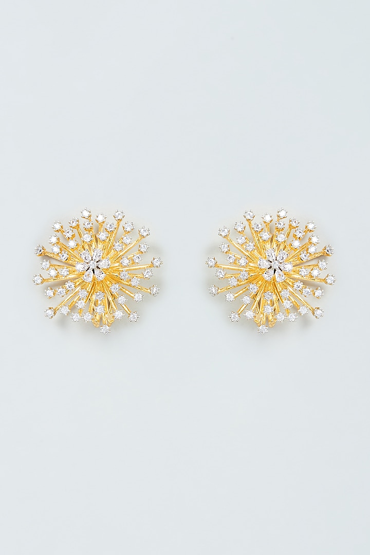 Gold Finish Zircon Stud Earrings in Sterling Silver by Sneha Rateria at Pernia's Pop Up Shop