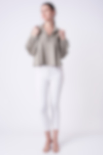 Grey Embroidered Shirt by Saniya Rao at Pernia's Pop Up Shop