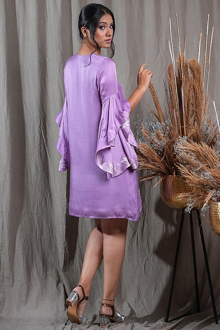 Lilac Modal Satin Embellished Summer Dress by Saniya Rao at Pernia's Pop Up Shop