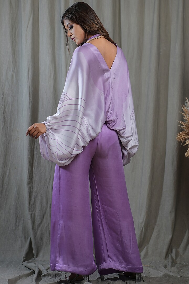 Lilac Modal Satin Co-Ord Set by Saniya Rao at Pernia's Pop Up Shop