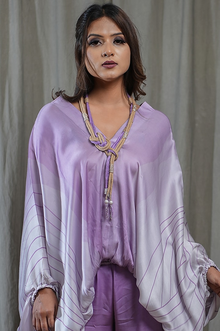 Lilac Modal Satin Co-Ord Set by Saniya Rao at Pernia's Pop Up Shop
