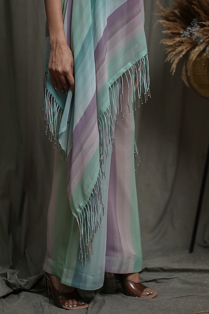 Multi-Colored Georgette Hand Embellished Asymmetrical Co-Ord Set by Saniya Rao at Pernia's Pop Up Shop