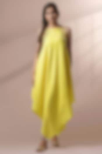 Yellow Hand Embroidered Dress by Saniya Rao
