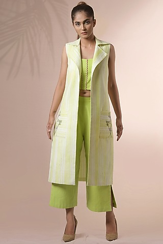 Pastel Green Hand Embroidered Jacket by Saniya Rao