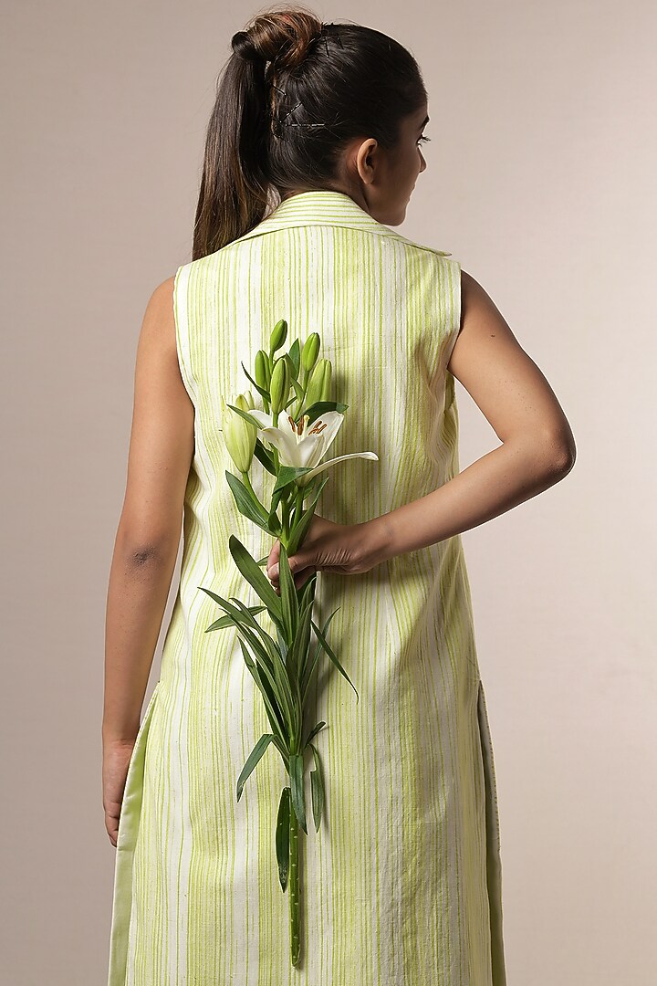 Pastel Green Hand Embroidered Jacket by Saniya Rao at Pernia's Pop Up Shop