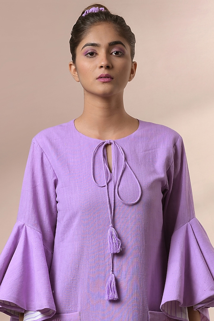Lilac Hand Embroidered Dress by Saniya Rao at Pernia's Pop Up Shop