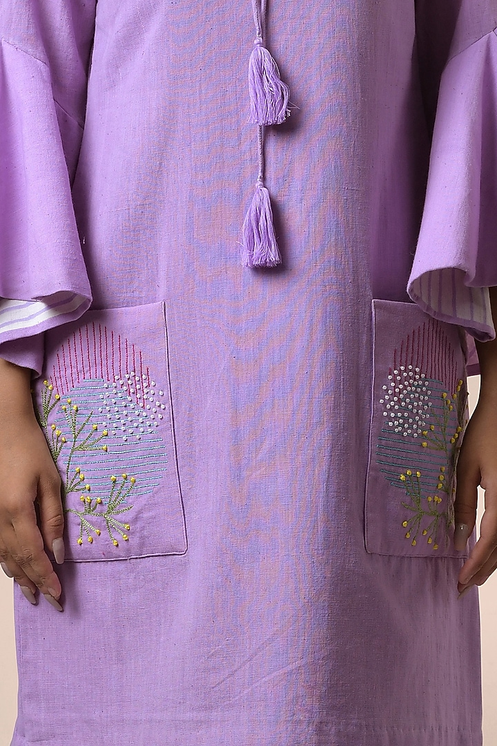 Lilac Hand Embroidered Dress by Saniya Rao at Pernia's Pop Up Shop