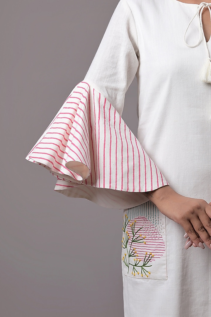 White Hand Embroidered Dress by Saniya Rao at Pernia's Pop Up Shop