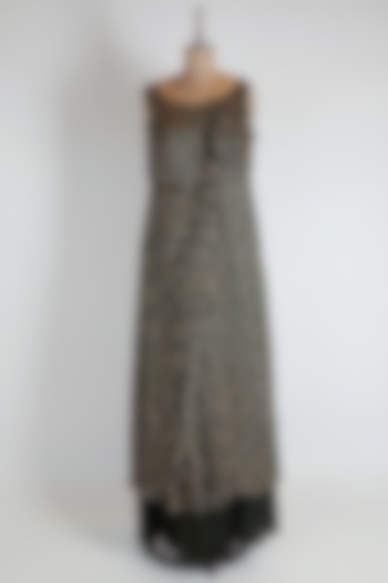 Mehendi Green Printed Gown With Drape by Suave by Neha & Shreya at Pernia's Pop Up Shop