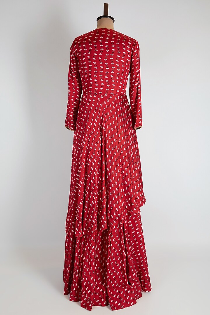 Red Asymmetric Kurta Set by Suave by Neha & Shreya at Pernia's Pop Up Shop