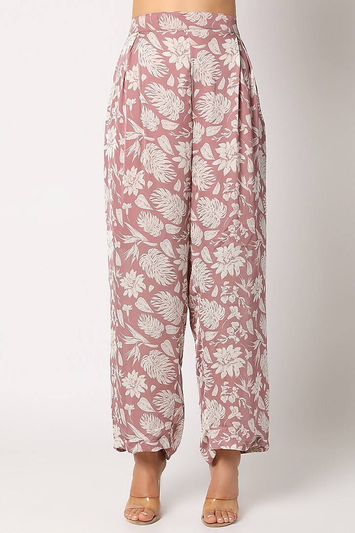 Blush Pink Embroidered & Printed Palazzo Pants Set by Suave by Neha & Shreya at Pernia's Pop Up Shop