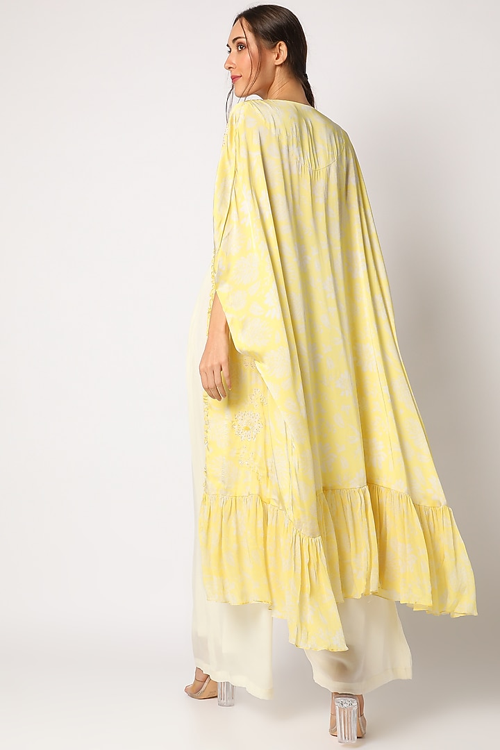 Yellow Printed & Embroidered Palazzo Pants Set by Suave by Neha & Shreya at Pernia's Pop Up Shop