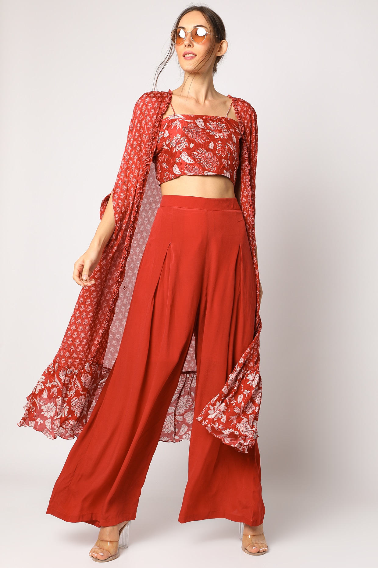 Buy ROSE RED TWILL MID-WAIST TROUSER for Women Online in India