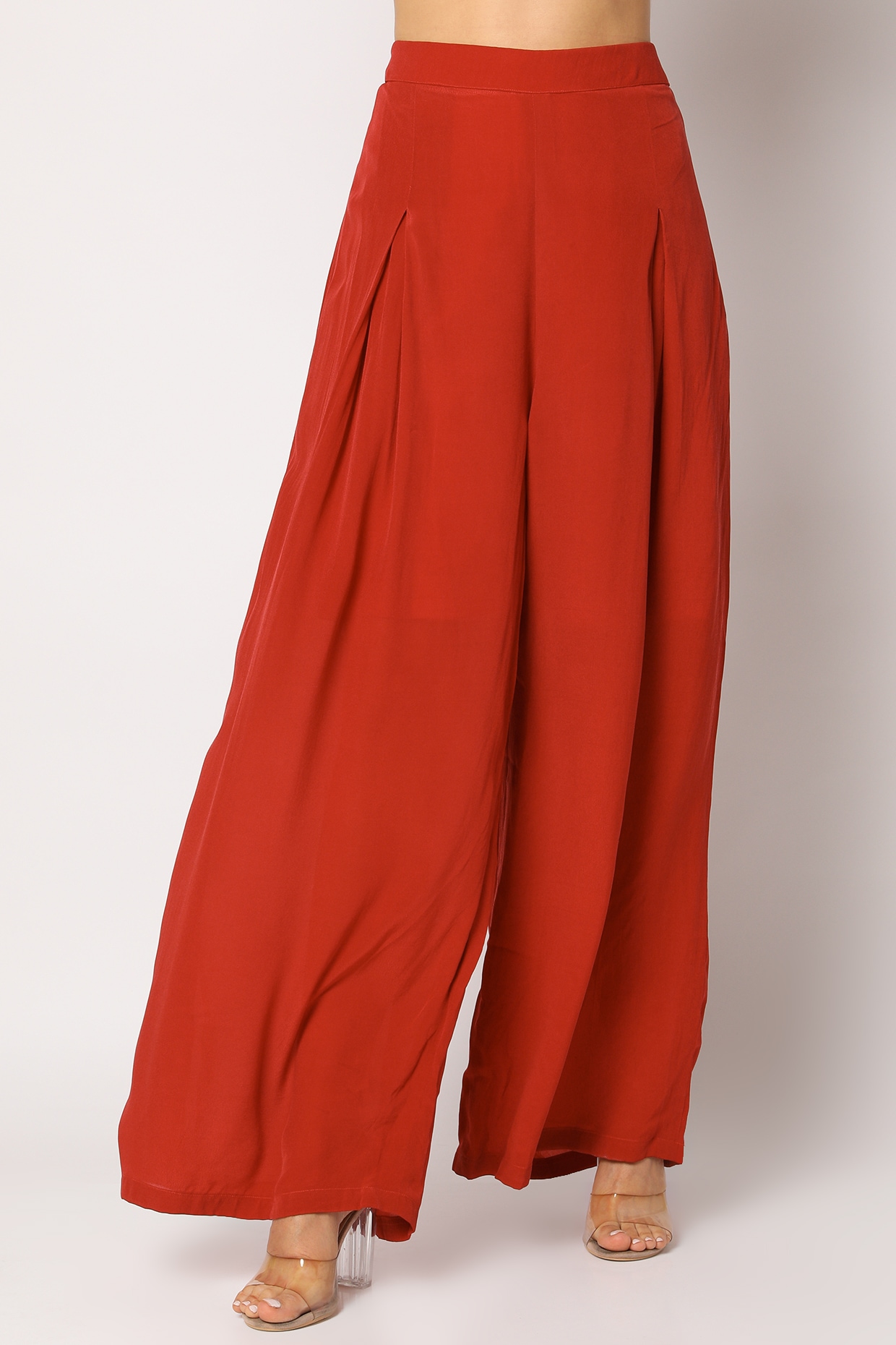 Red Crinkled Cropped Shirt With Wide Leg Pants | ADFY-SNCOORD-668 |  Cilory.com