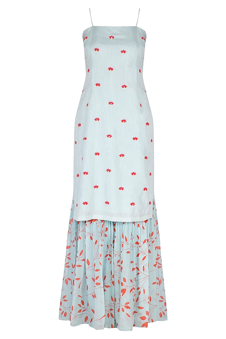 Sky Blue Embroidered & Printed Party Wear Sharara Set by Suave by Neha & Shreya at Pernia's Pop Up Shop