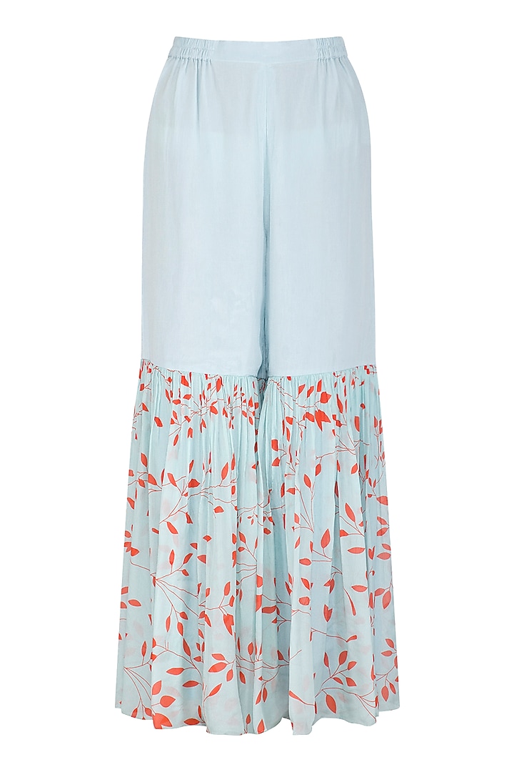 Sky Blue Embroidered & Printed Party Wear Sharara Set by Suave by Neha & Shreya at Pernia's Pop Up Shop