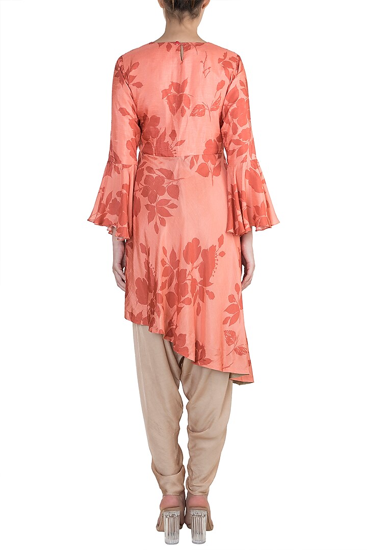 Pink Embroidered Asymmetric Kurta With Dhoti Pants by Suave by Neha & Shreya at Pernia's Pop Up Shop