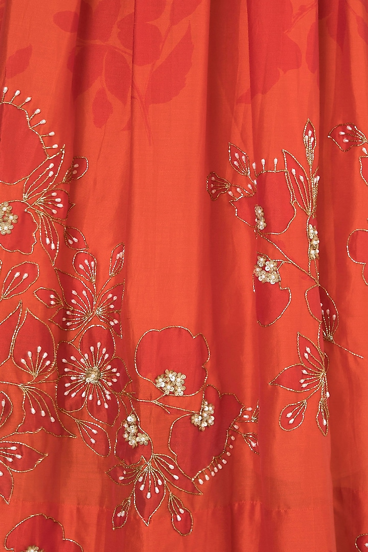Orange Printed & Embroidered Kurta With Palazzo Pants by Suave by Neha & Shreya at Pernia's Pop Up Shop