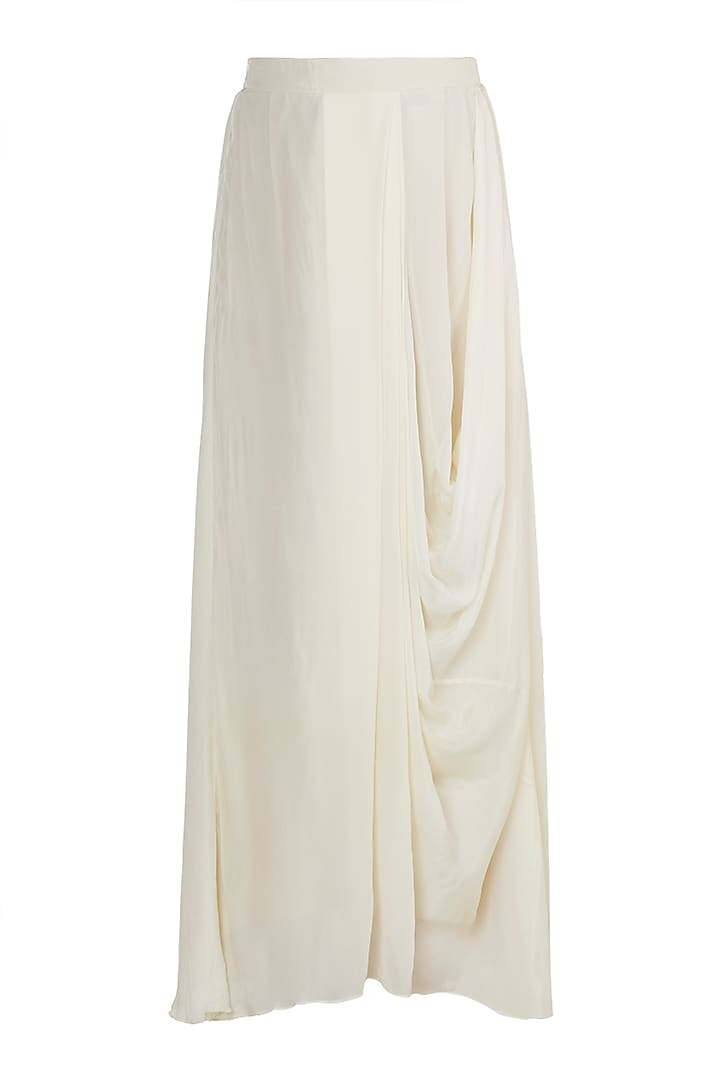 Red Embroidered Kurta With Cream Drape Skirt by Suave by Neha & Shreya at Pernia's Pop Up Shop