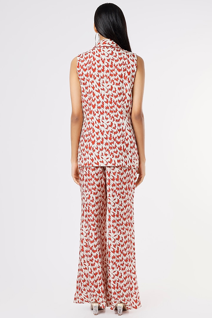 Red & White Digital Printed Flared Pant Set by Suave By Neha & Shreya at Pernia's Pop Up Shop
