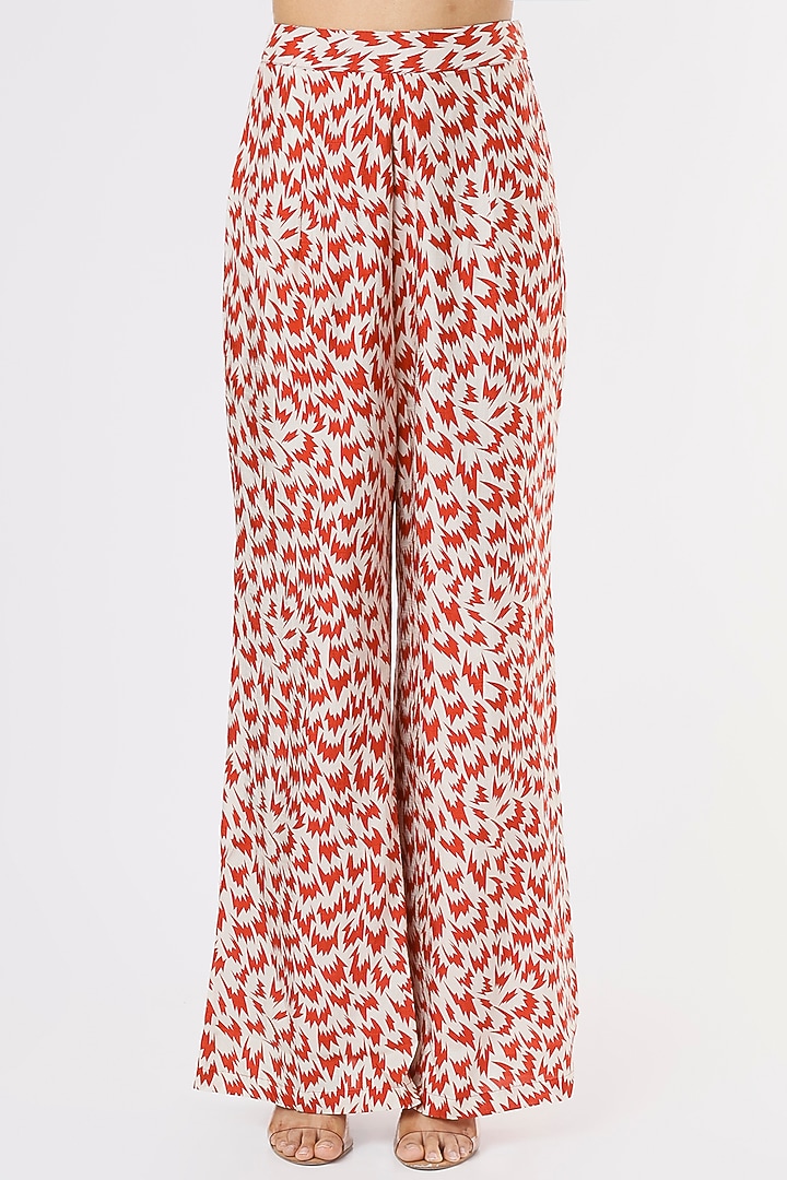 Red & White Digital Printed Flared Pant Set by Suave By Neha & Shreya at Pernia's Pop Up Shop