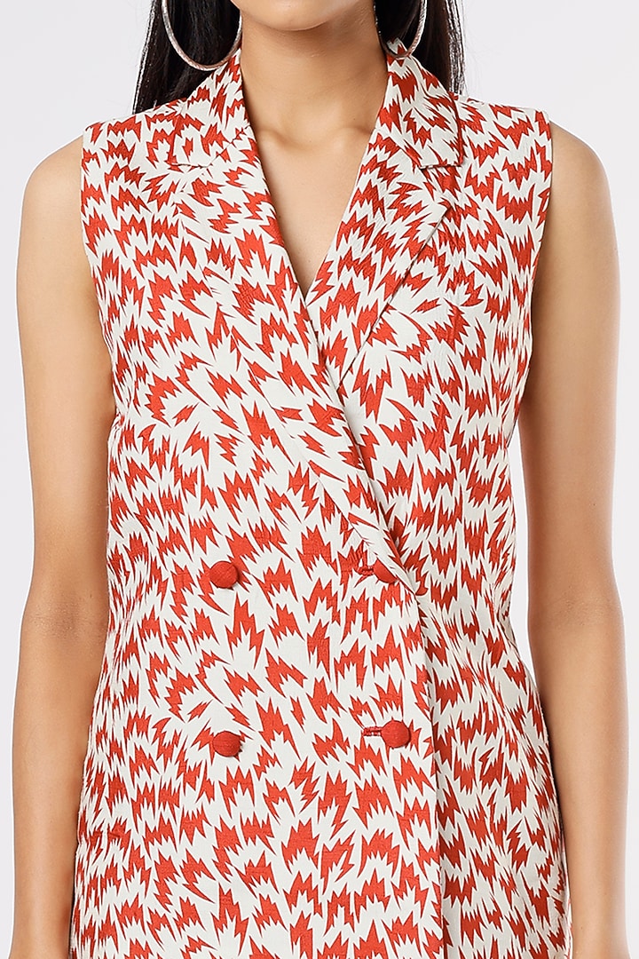 Red & White Digital Printed Flared Pant Set by Suave By Neha & Shreya at Pernia's Pop Up Shop