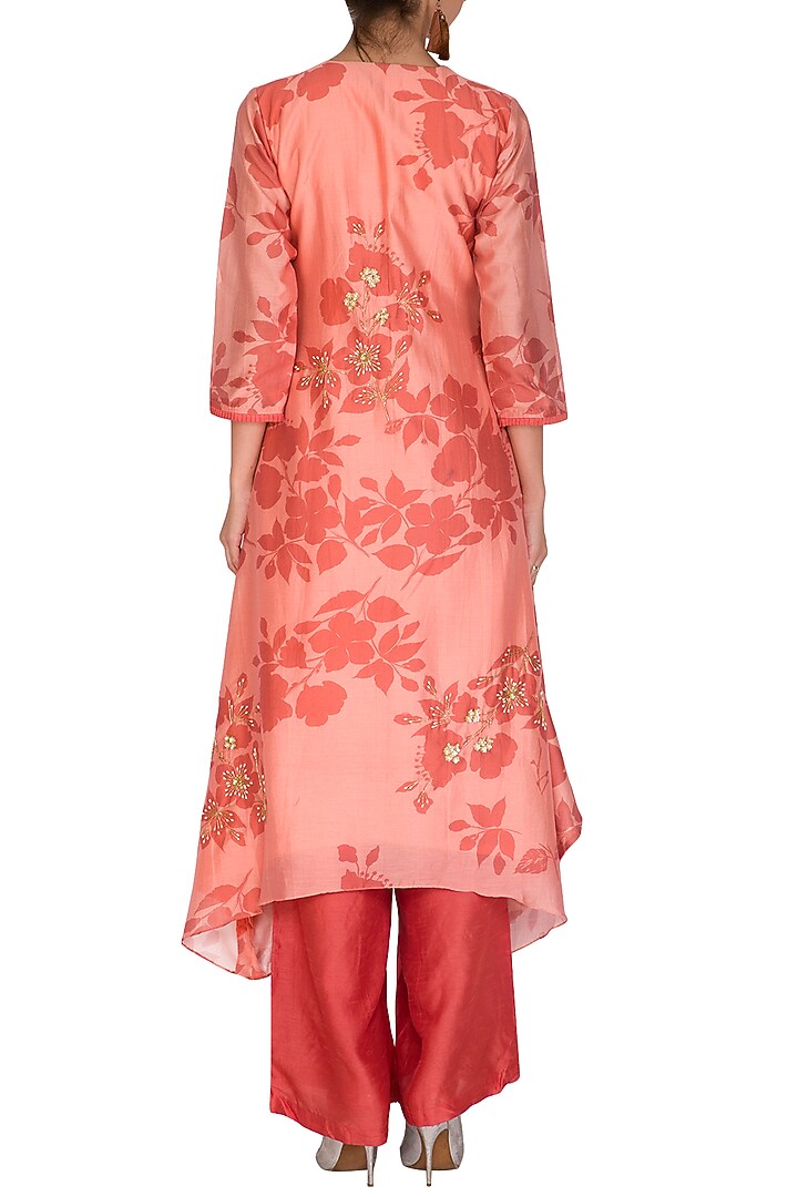 Pink Embroidered & Printed Kurta With Palazzo Pants by Suave by Neha & Shreya at Pernia's Pop Up Shop