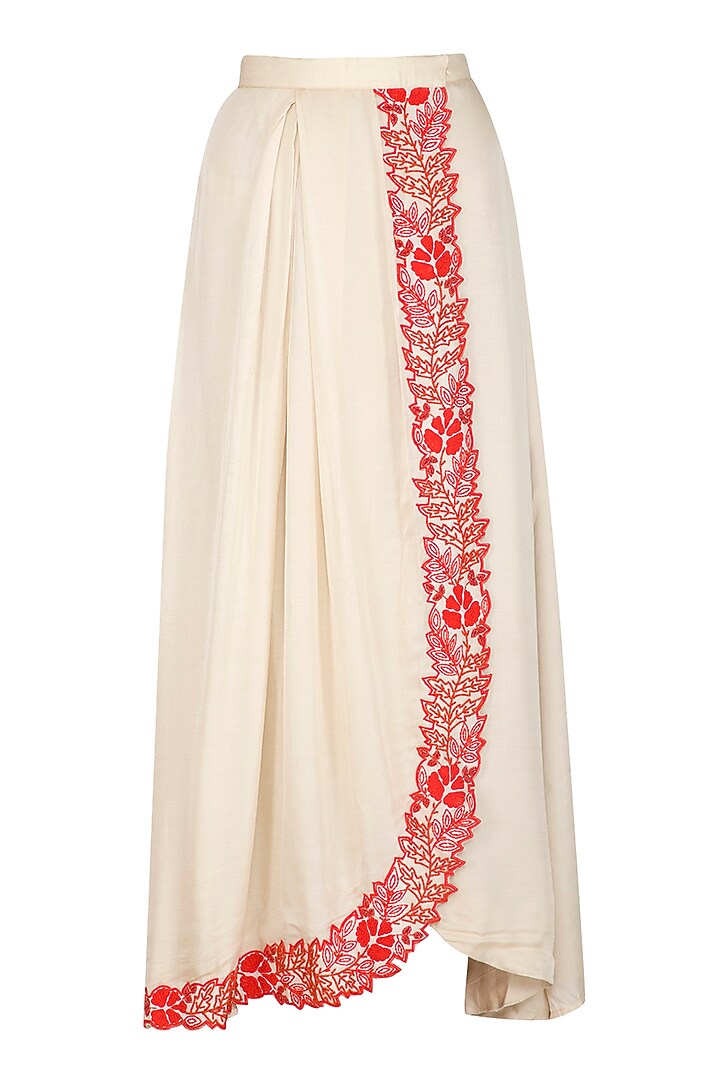 Sea Green Printed Kurta With Embroidered Wrap Skirt by Suave by Neha & Shreya at Pernia's Pop Up Shop
