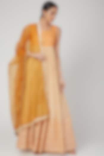 Mustard Embroidered Anarkali With Dupatta by Suave by Neha & Shreya