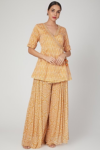 Mustard Hand Embroidered Gharara Set by Suave by Neha & Shreya
