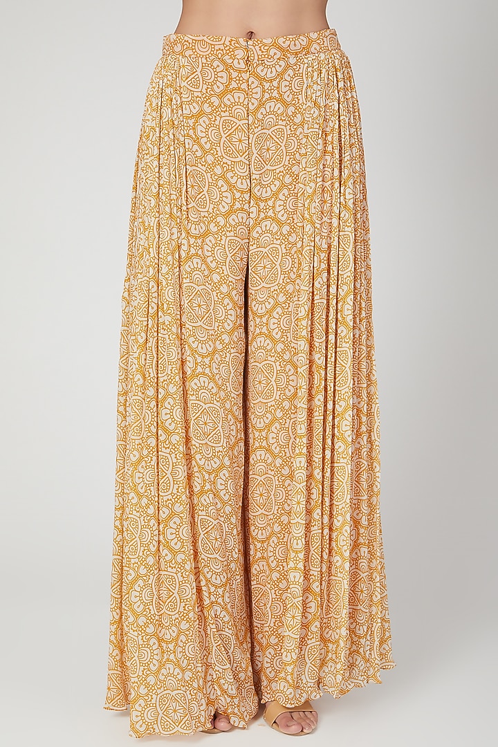 Mustard Hand Embroidered Gharara Set by Suave by Neha & Shreya at Pernia's Pop Up Shop
