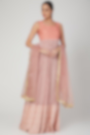Blush Pink Embroidered Anarkali With Dupatta by Suave by Neha & Shreya