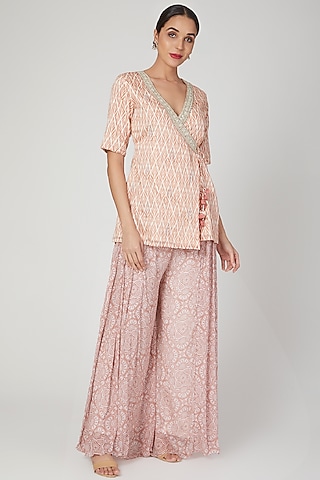 Blush Pink Embroidered Gharara Set by Suave by Neha & Shreya