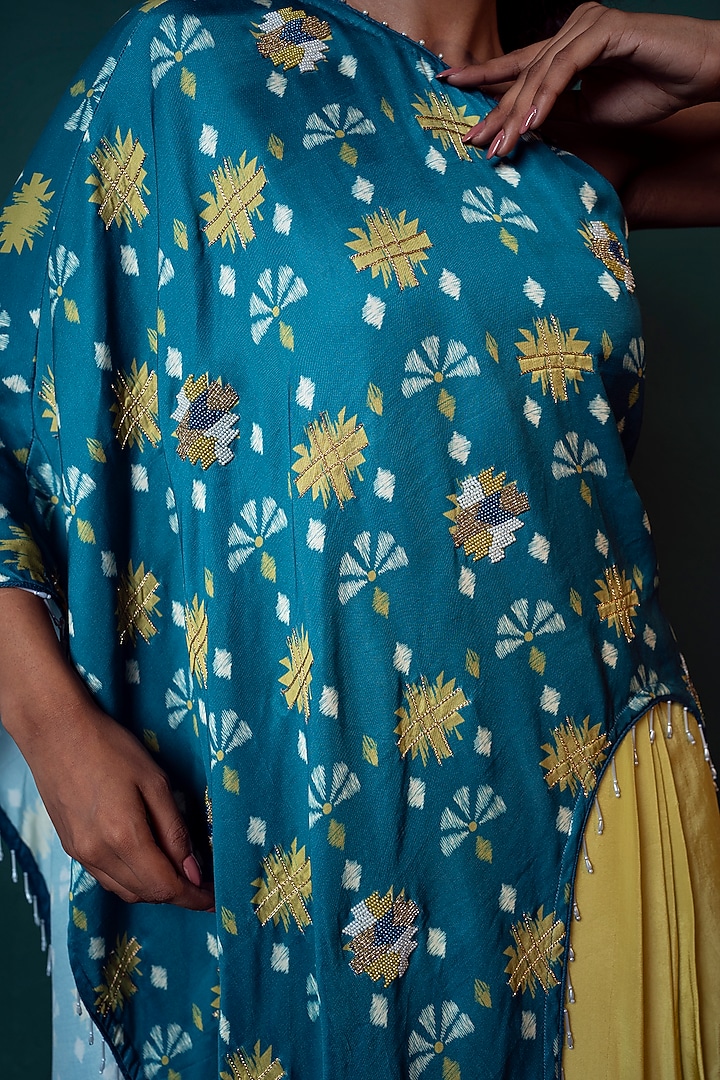 Lime Green Crepe Draped Skirt Set by Suave by Neha & Shreya at Pernia's Pop Up Shop