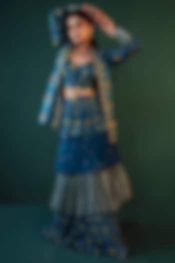 Blue Chiffon Skirt Set by Suave by Neha & Shreya