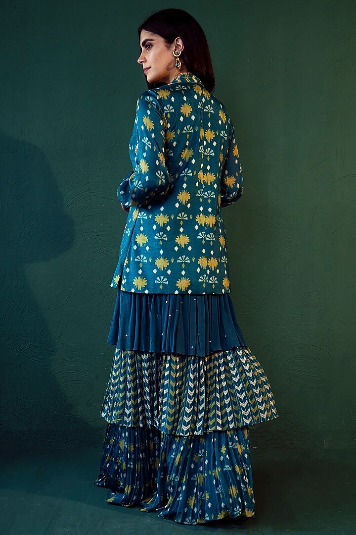 Blue Chiffon Skirt Set by Suave by Neha & Shreya at Pernia's Pop Up Shop