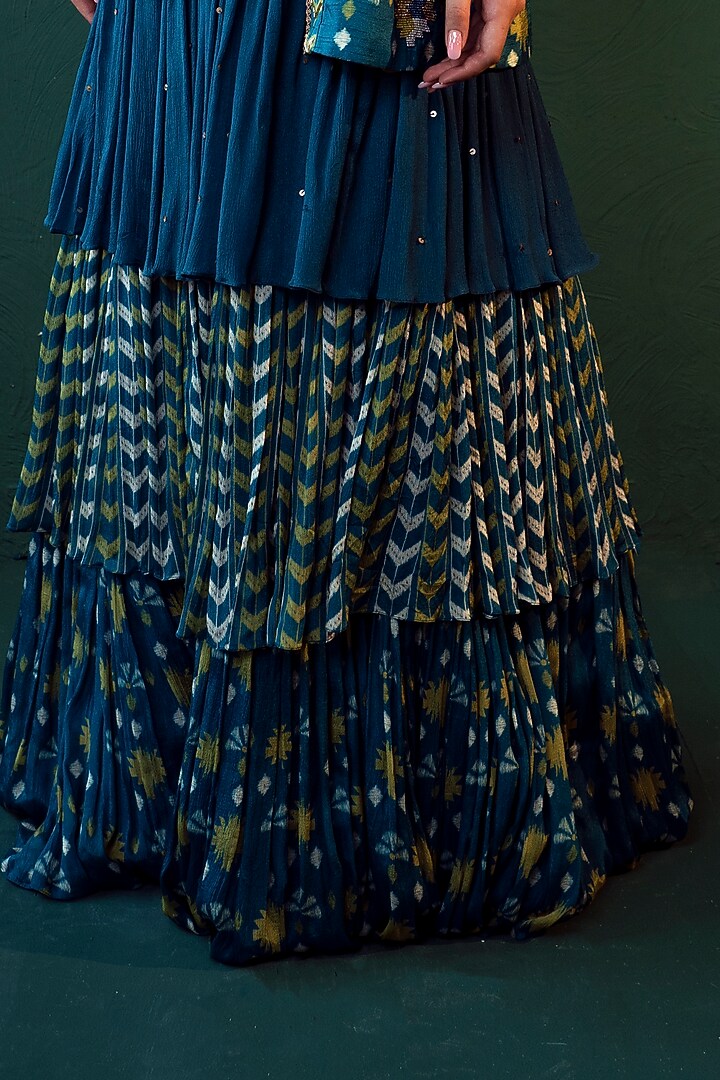Blue Chiffon Skirt Set by Suave by Neha & Shreya at Pernia's Pop Up Shop