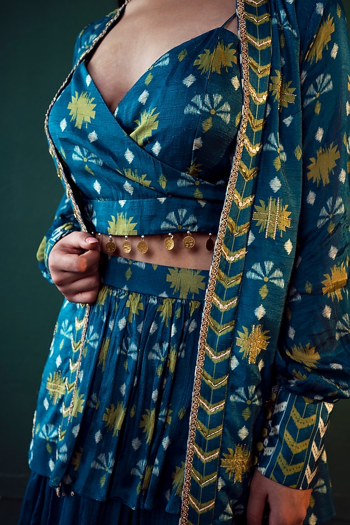 Blue Chiffon Skirt Set by Suave by Neha & Shreya at Pernia's Pop Up Shop
