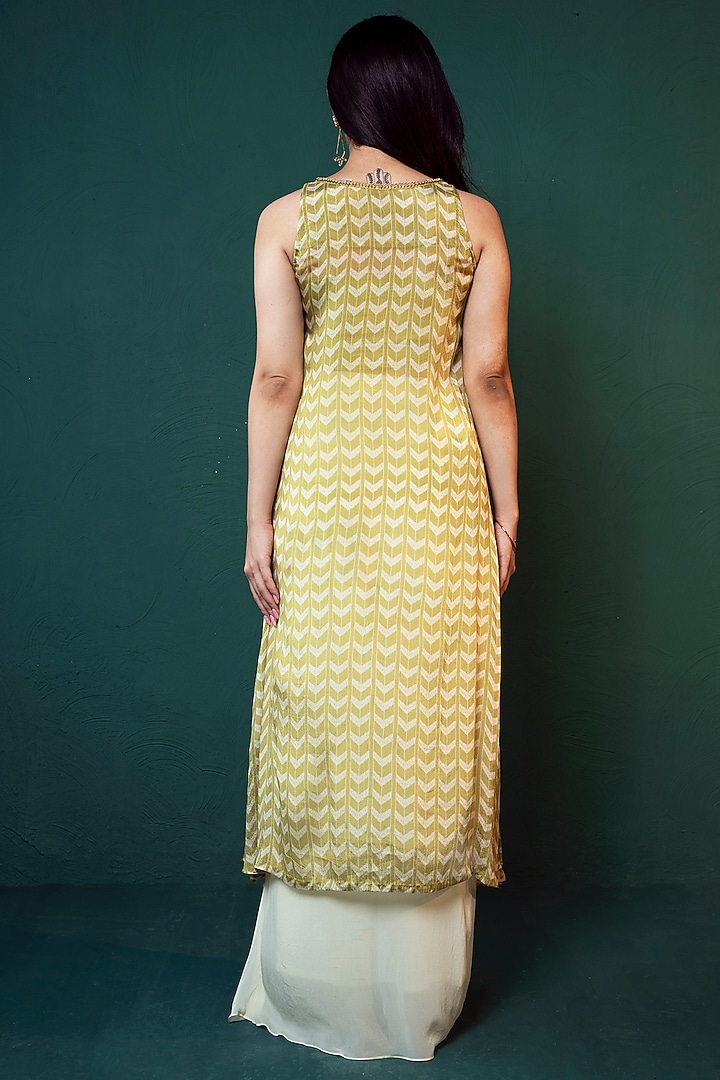 Lime Green Dola Silk Embellished Tunic Set by Suave by Neha & Shreya at Pernia's Pop Up Shop