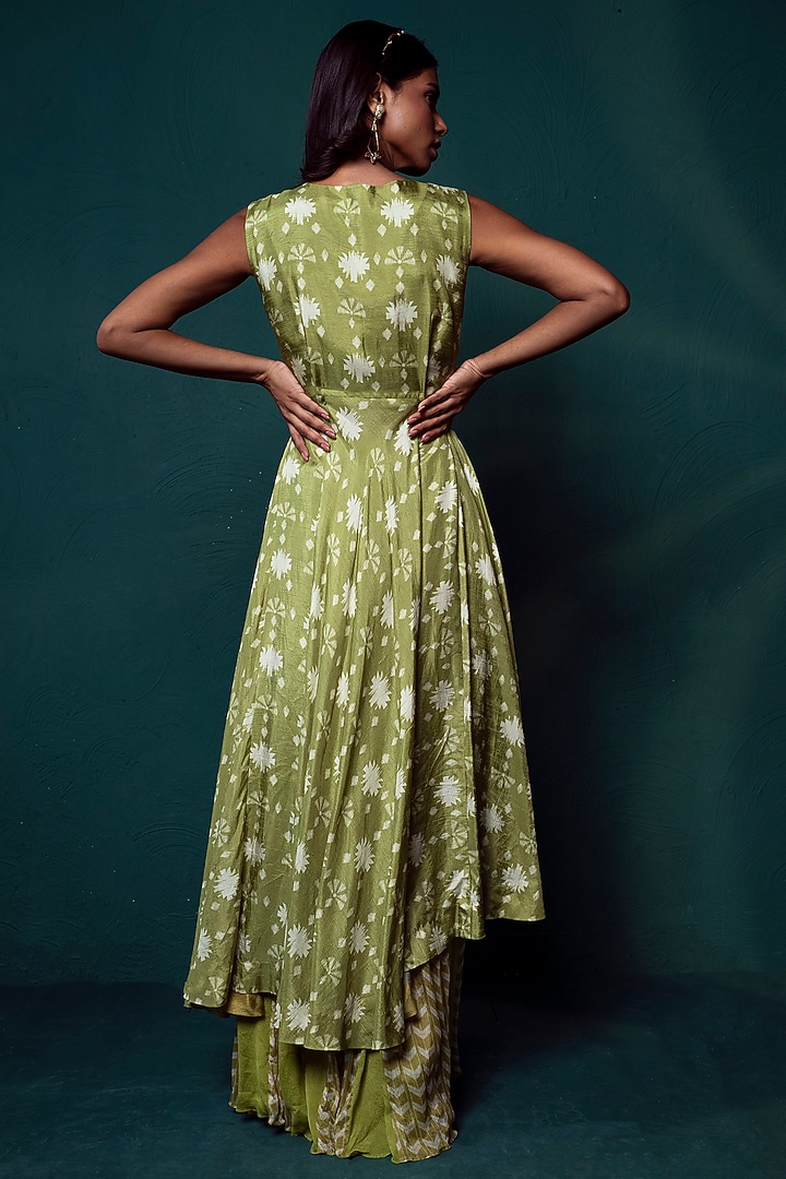 Lime Green Chiffon Gharara Set by Suave by Neha & Shreya at Pernia's Pop Up Shop