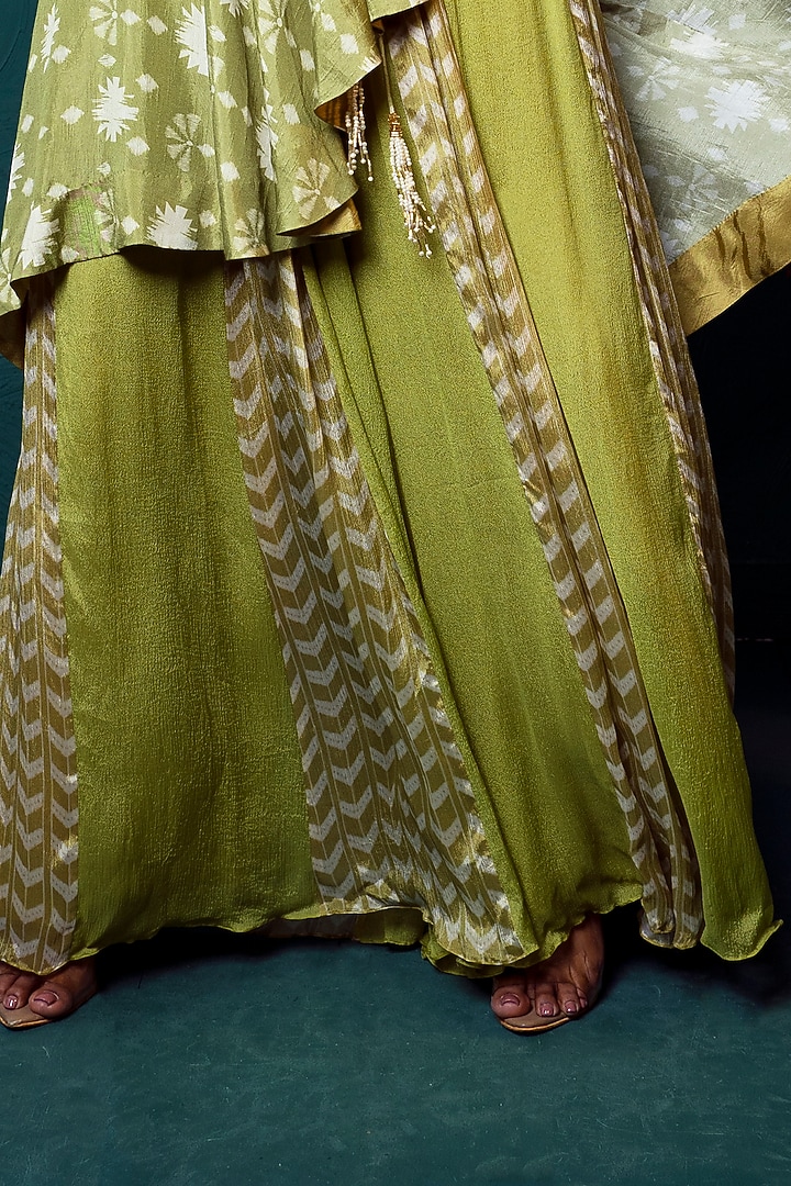 Lime Green Chiffon Gharara Set by Suave by Neha & Shreya at Pernia's Pop Up Shop